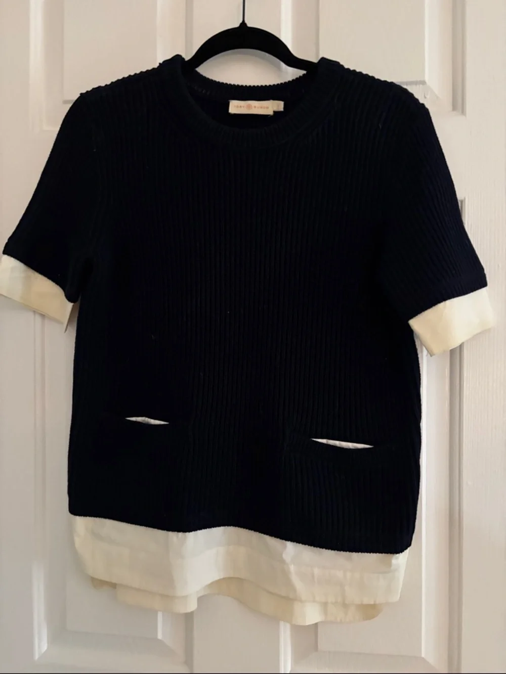 Tory Burch Black Sweater with Cream Trim